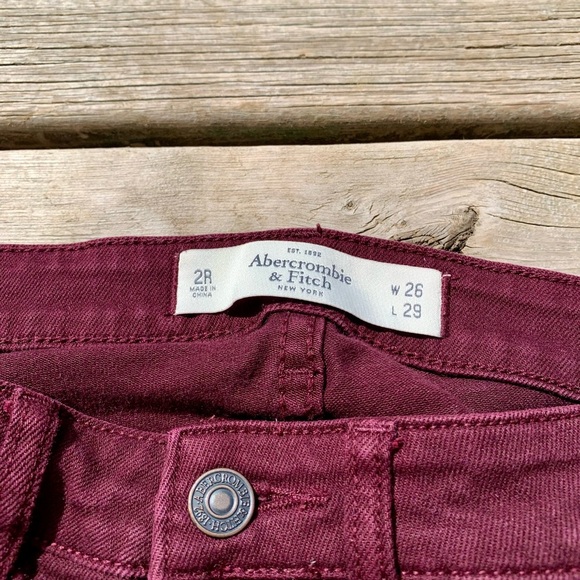 💙 Abercrombie & Fitch Burgandy Skinny Jeans Stretchy Denim Size 2R - Picture 4 of 5